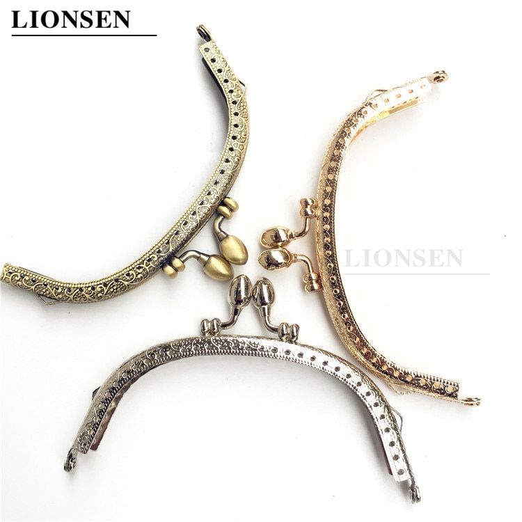 LIONSEN DIY 12.5cm Flower Bud Head Arc Metal Purse Frame Handle Kiss Clasp Lock for Bag Sewing Craft Tailor Accessories 3 colors