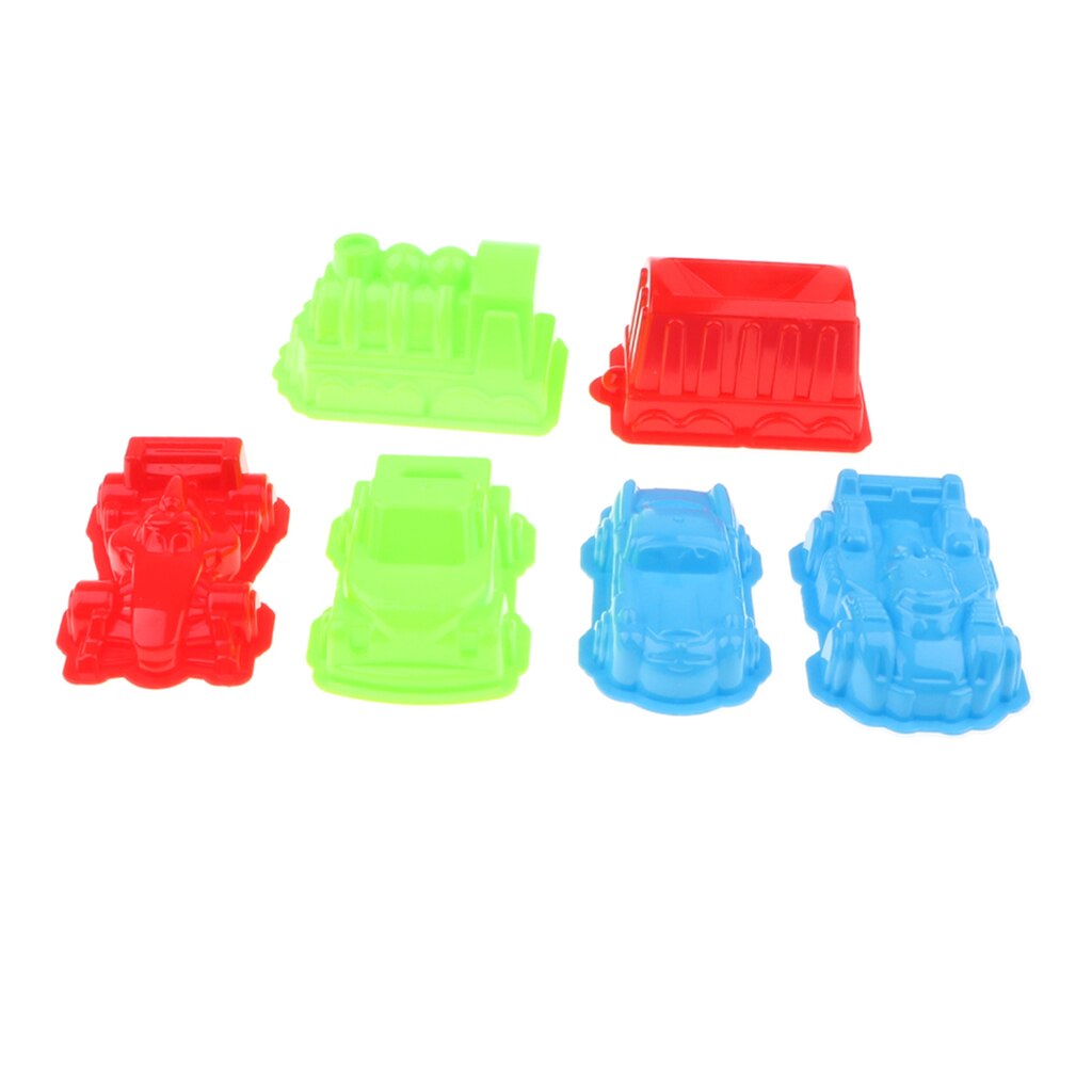 6Pcs Mini Multi-gekleurde Voertuig Zand Mallen Strand Kit, Voertuig, Vrachtwagen, racing Auto En Trein, Kinderen Educatief Speelgoed