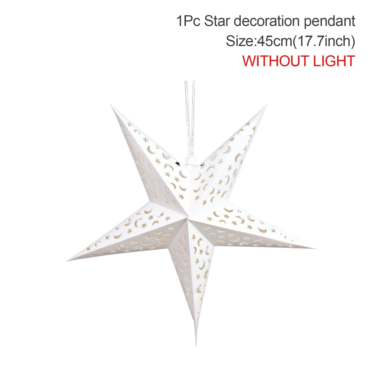 30–75 cm Kerst Holle Ster Opknoping Hanger Raamrooster Kerst Decoratie voor Huis 2024 Papieren Lampenkap Bruiloft Kerstcadeau: Light Grey