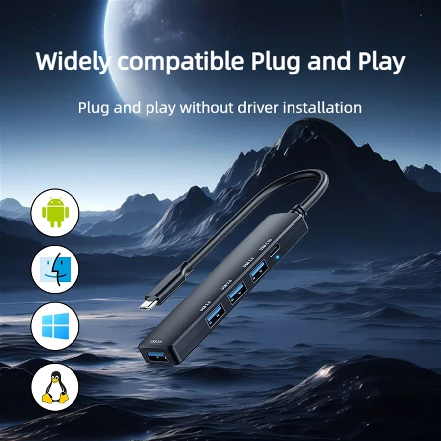 Pd 65w usb-c-hub type c til usb 3.0- hub 5- porters multisplitteradapter otg for xiaomi lenovo macbook pro 13 15 air pro pc-datamaskin