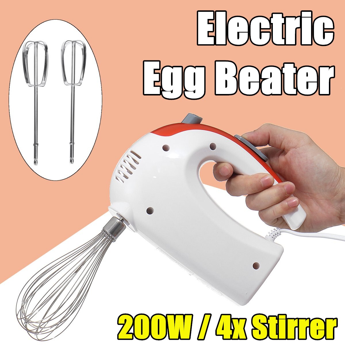 5 Speed Control Hand Mini Mixer Food Blender Multifunctional Egg Beater Egg Food Mixer Kitchen Electric Manual Cooking Tool 200W