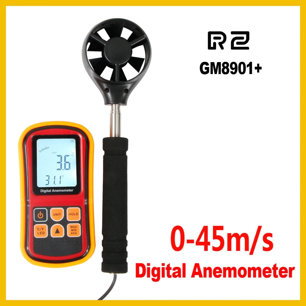 GM8901 + Air Flow Anemometer Instrument Wind Gauge Temperatuur Lcd Display Meet Digitale 45 M/s