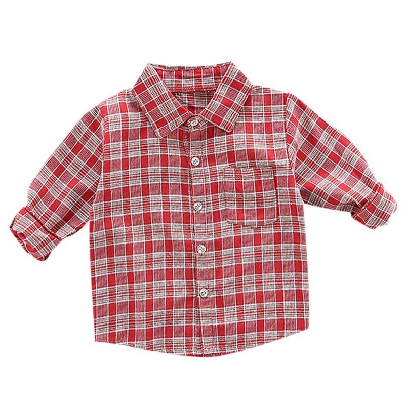 Katoen Jongen Shirts Baby Jongens Lange Mouwen Plaid Print Shirts Kids Tops Tees Shirts Casual Blouse: A3 / 2-3T