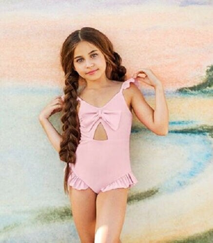 Pink toddler børn piger bikini flæse hule bue sommer badetøj badning badedragt svømning kostume