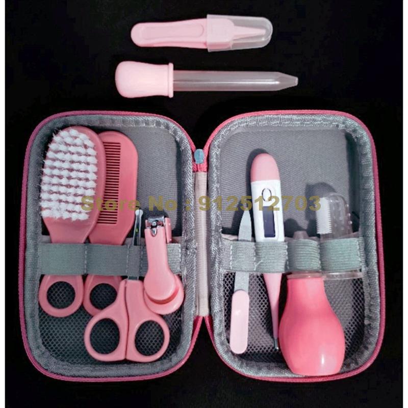 8/10/12pcs Baby Care Kit Baby Hygiene Kit Nail Scissors Clipper Portable Infant Child Health Care Tools Sets For Toddler: 10pcs pink