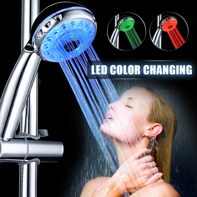 Adjustable 3-mode 3-color LED Shower Head Light Temperature Sensor RGB Bathtub Sprinkler Bathroom Shower Head