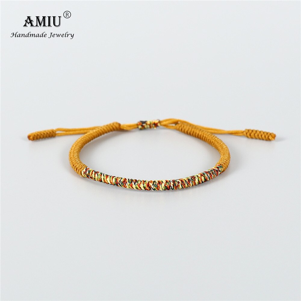 AMIU 6 Colors Tibetan Handmade Buddhist Lucky Bracelets &amp; Bangles For Women Men Rope Knots Amulet Tibet Braided Bracelet: 6-Tibet Gold