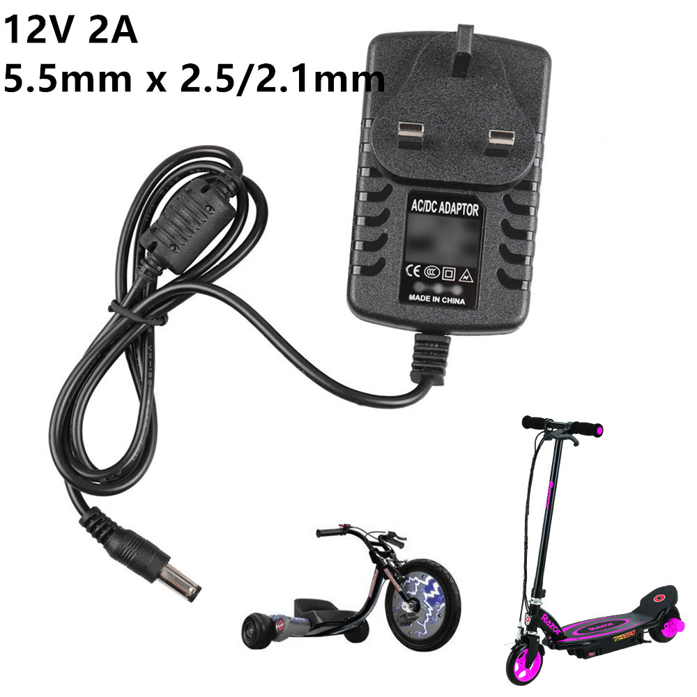 Smart Electric Scooter Battery Charger 12V Adapter Black for Razor Power Core E90, EPunk, XLR8R for Pulse Revster Pulse GRT-11