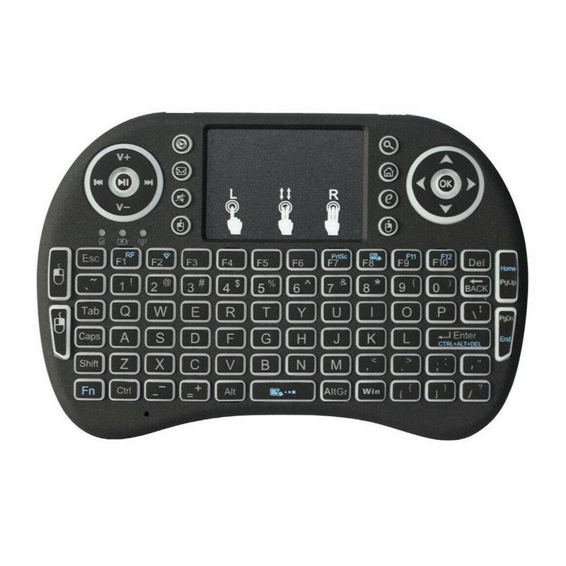 I8 Mini Backlit Draadloos Toetsenbord 2.4Ghz Wireless Touch Computer Toetsenbord Afstandsbediening Wit Zwart Toetsenbord: Black