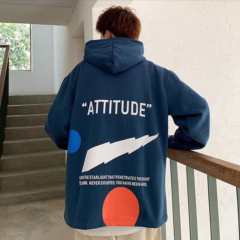 Mænd sweatshirts med hætte efterår og vinter løse mandlige hættetrøjer studenterfrakke letter plus størrelse 4xl 5xl h76