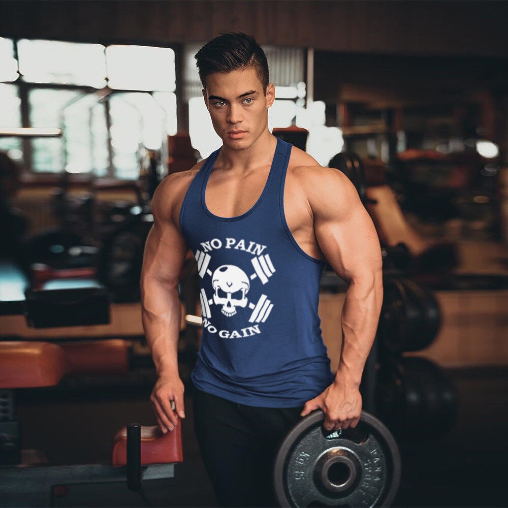 Fitness da uomo nessun dolore nessun guadagno canotte palestre atletico uomo Bodybuilding canottiera palestra Fitness camicie