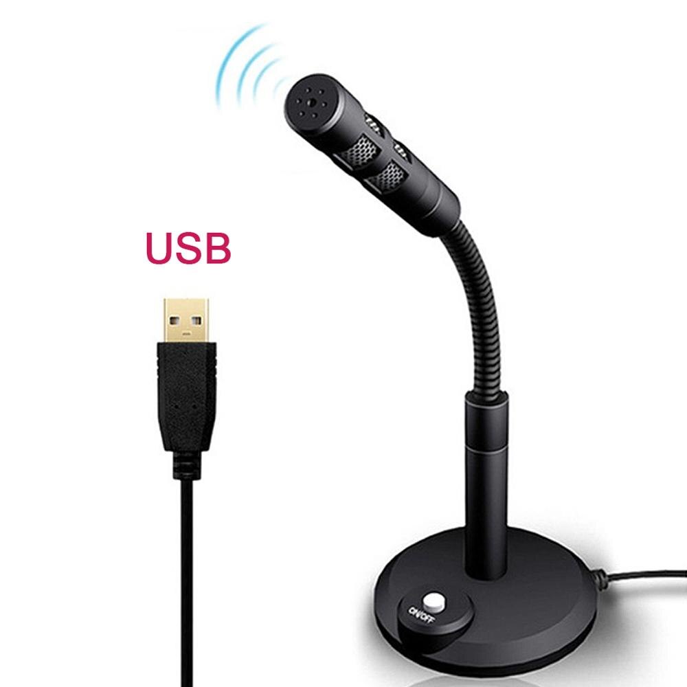 3.5mm Studio Microphone With Stand Holder USB Desktop Microphone Speech Microphone For PC Mini Notebook Computer