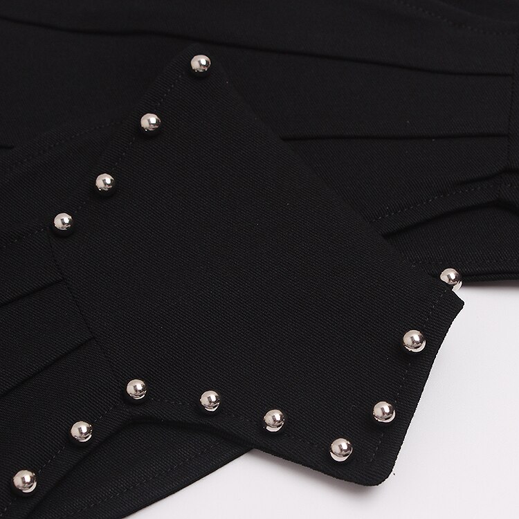 Sort elastisk denim stof elastisk korset bælter uregelmæssig lynlås brede talje bælter kvinder linning caestus ruched bælter
