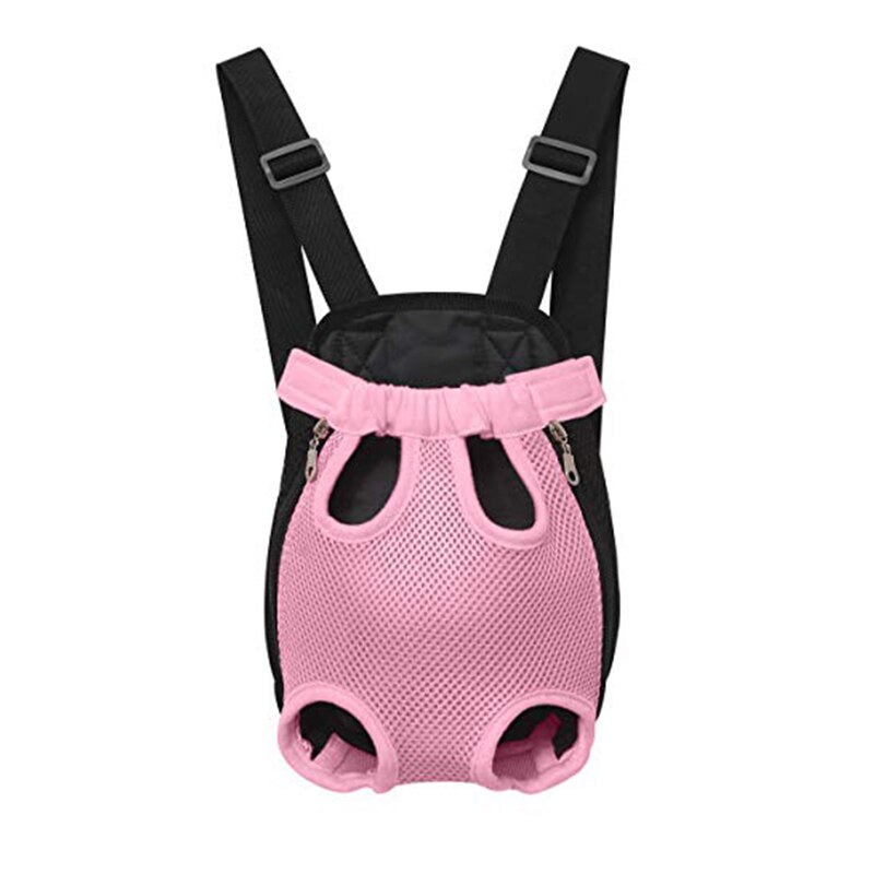 Double Shoulder Dog Carrier Backpack Pet Cat Front Bag Breathable Mesh Outdoor Travel Backpack For Dogs Portable Dog Transporter: Pink / XL(for 5.5-9kg)