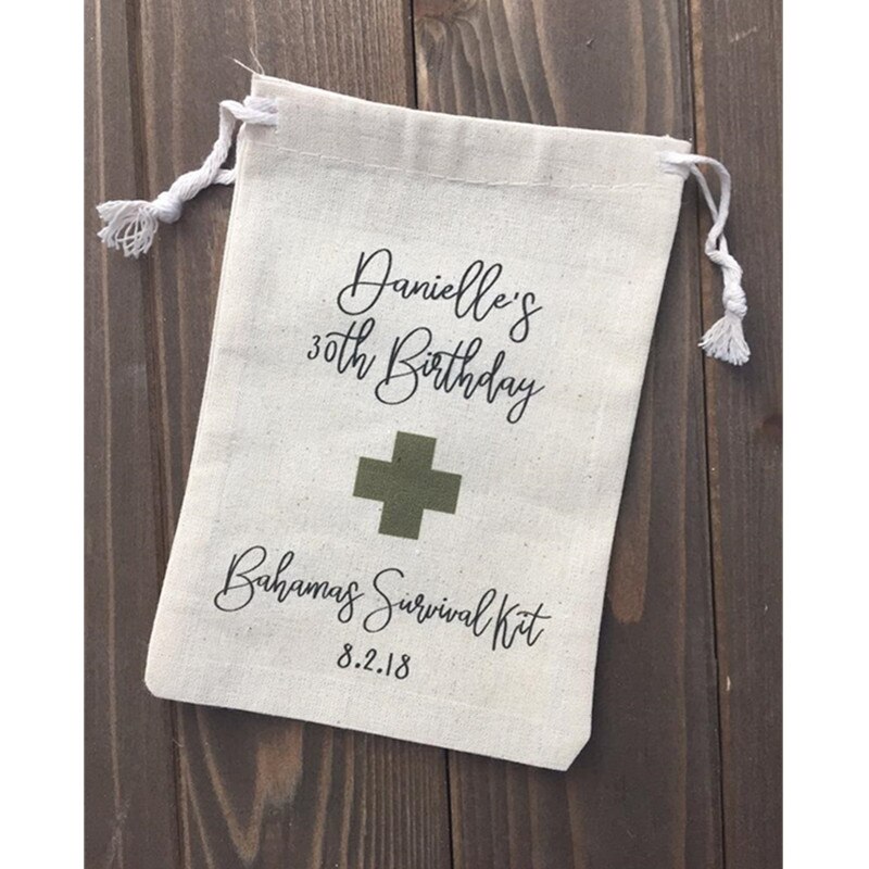 Bachelorette favor kit väska 10 st personifiera muslin brudkalas väska brudtärna väska baksmälla väska välkomstväskor återhämtningsväska