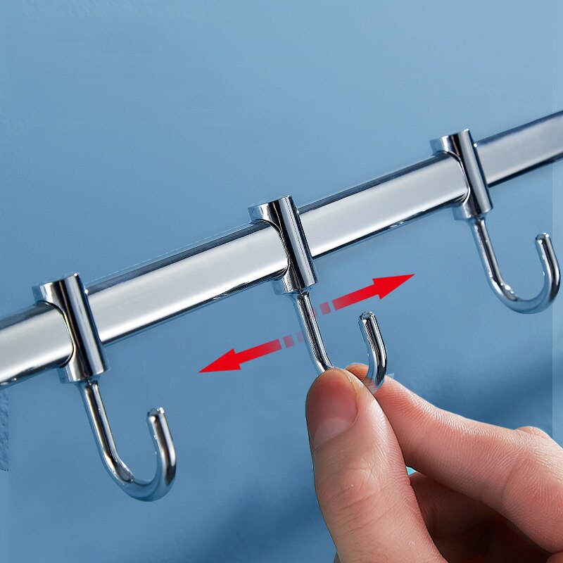 Hook Rail Rack Stainless Stell Wall Mount Shelf with Hooks 304 Bathroom Kitchen Shelf Racks Restaurant Bar Towel Storage Shelves