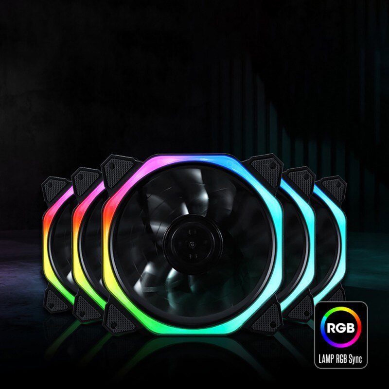 RGB Light Case Cooler Multi-mode LED Lights Silent Shock-Proof Wireless Remote Control Cooling Fan