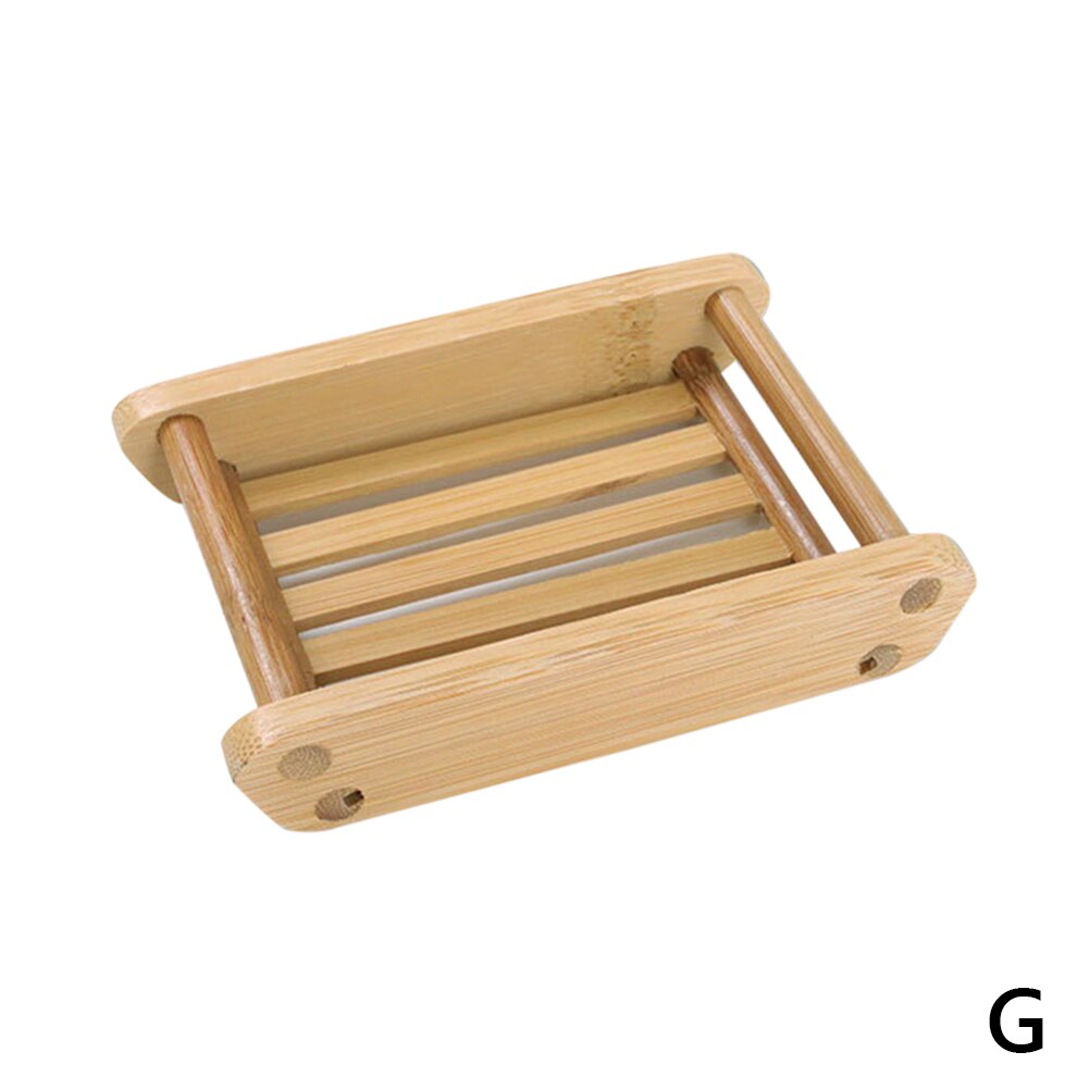 Natural Bamboo Wood Soap Dish Rack Storage Box Case Container Holder Bath Shower Soap Plate Tray Rack Bathroom Accessories: G