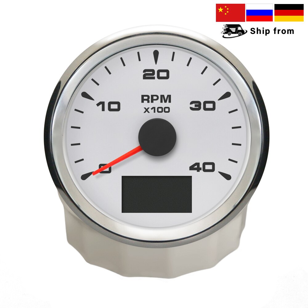 85mm Univesal Tachometer RPM Gauge Rev with Hourmeter 9-32V 8 Colorful Backlights