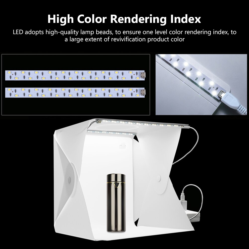 Upgrade 2 LED Panels Folding Photo Studio Lightbox Portable Photography Light Room Tent Softbox Backdrop for Digital DSLR Camera