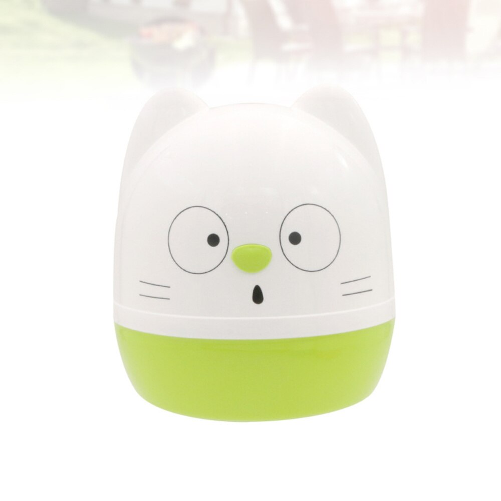 1pc Roll Paper Storage Container Holder Cartoon Toilet Tissue Box Round Shape for Home (White + Green)