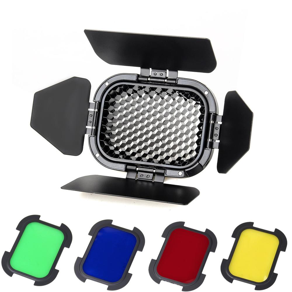 Godox – porte de grange à montage Bowens, grille en nid d&#39;abeille, filtre 4 couleurs pour réflecteur Standard, pour Flash Godox AD200, BD-07