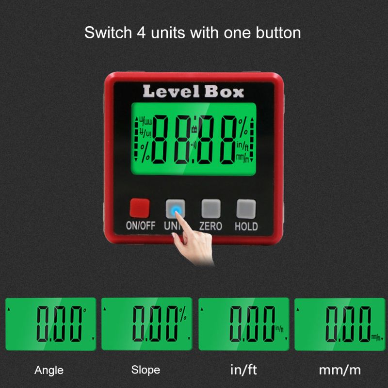 2-in-1 Digitaal Magnetisch Waterpasinstrument Digitaal Torpedowaterpas en Gradenbooghoekzoeker Helder LED-display (Oranje