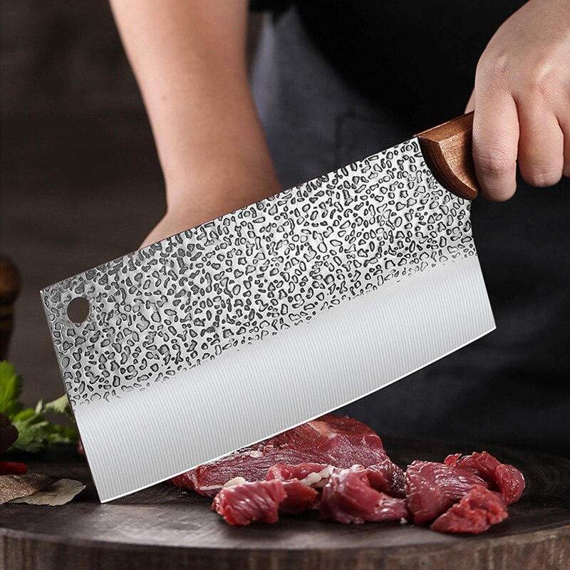 Handgemaakte Forged Rvs Keukenmessen Chinese Koksmes Vlees Hakmes Groente Bone Chopper Mes Koken Tool