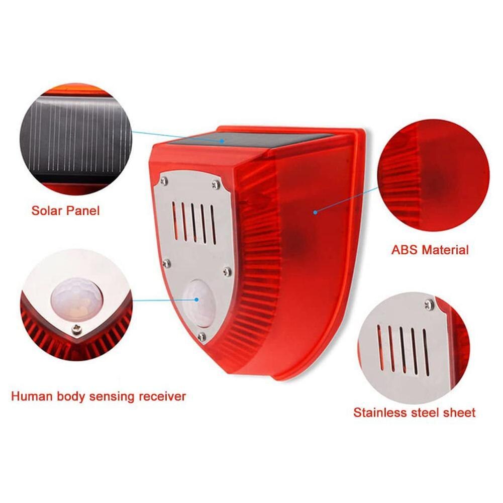 Solar Animal Repellent Motion Sensor Alarm Lamp Outdoor Solar Power Hond Blaffen Gunshots Waterdichte Sirene Repeller Voor Yard Farm