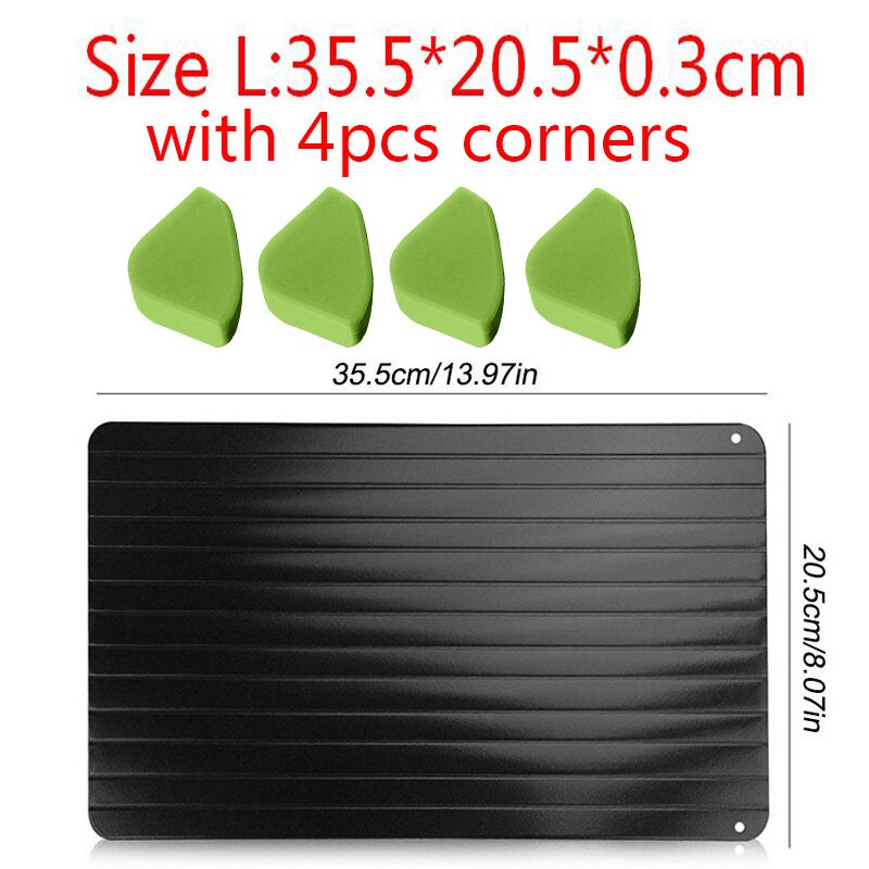 Food Grade Safe Fast Defrost Tray Thawing Frozen Food Meat Fruit Fast Defrost Board Panel Defrost Kitchen Gadget: L2  With corners