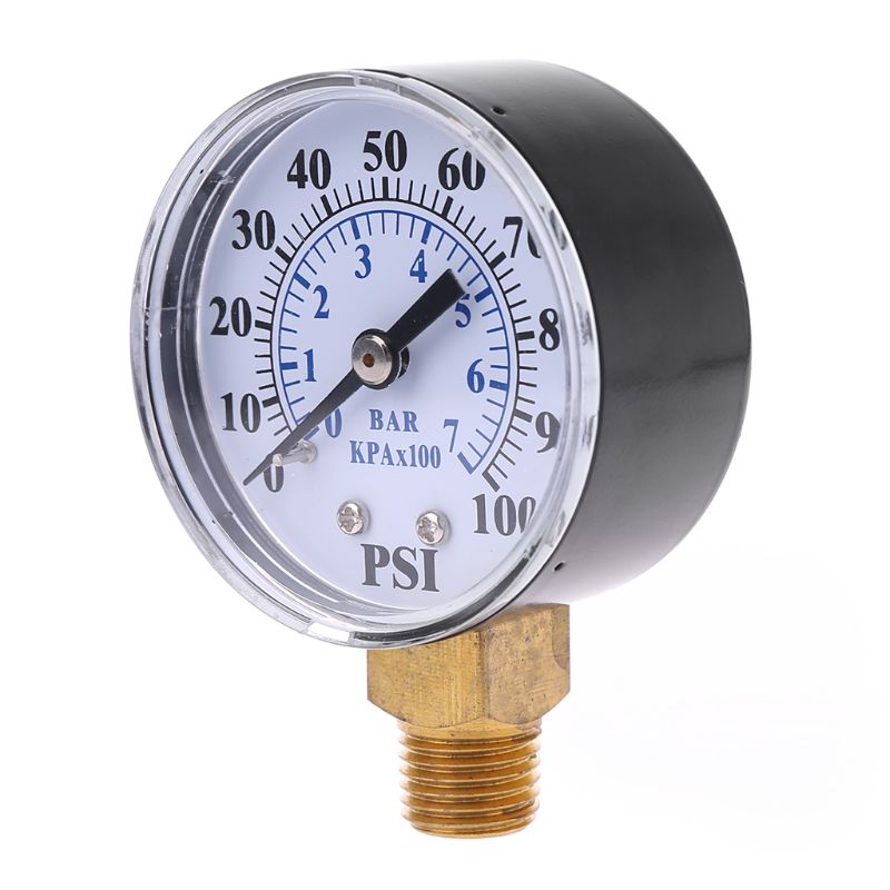 Well Pump Pressure Gauge 1/4'' NPT Thread 0-100 PSI 0-7 Bar Water Air Gas Pressure Monitor