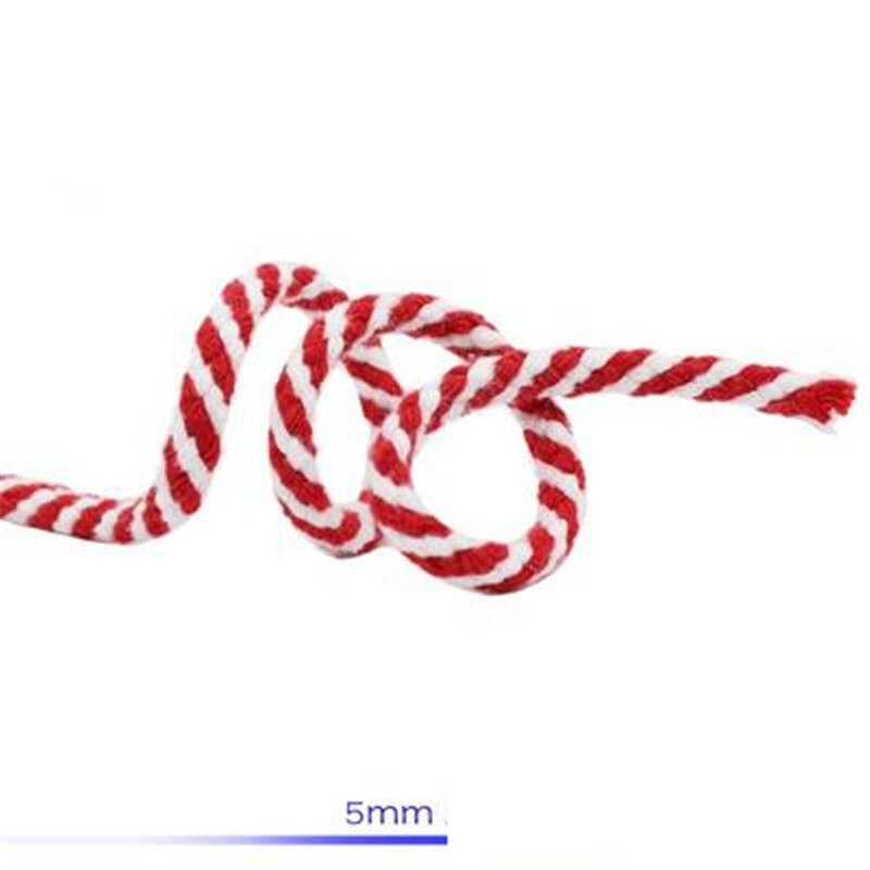 Reb snor 5mm*10m otte-strenget hul farvet bomuld macrame snor hvid rød sort special hvid reb ask håndlavet gør-det-selv reb