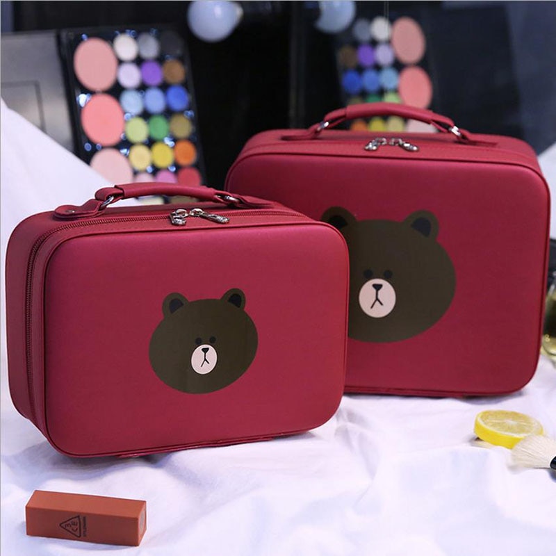 19 Korean version of the bear cosmetic bag portable large-capacity storage bag simple compact cute portable cosmetic case