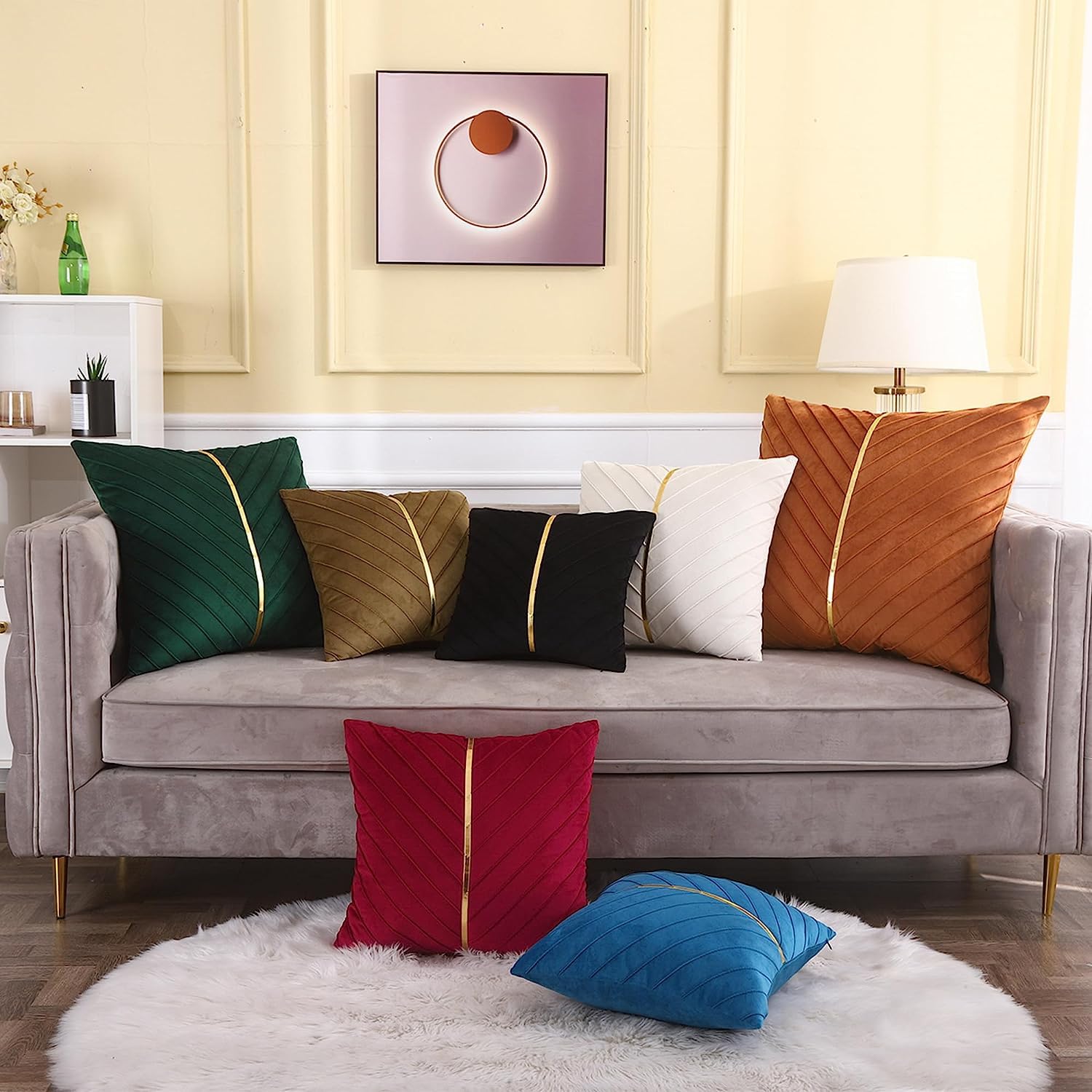 Samt-kissenbezüge,  of 2er- pack, inklusive goldfarbenem leder-weihnachtsdeko-kissenbezug, luxuriöser, moderner kissenbezug für sofas