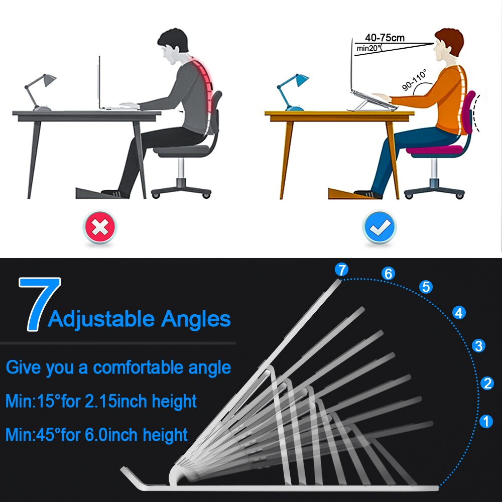 Multi-Angle Laptop Stand Adjustable Foldable Computer Holder Notebook Stand for 10-15.6 Inch Laptops