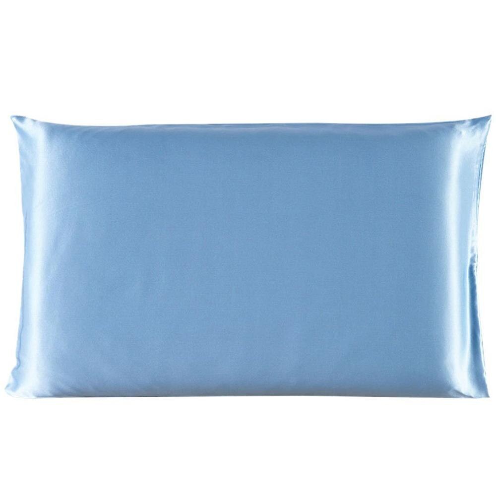 Ren emulering satin siden örngott fyrkantig kudde enkelfodral stolsits mjuk mulberry vanligt örngott fodral: Blå / Uk singel (20 x 30 tum)