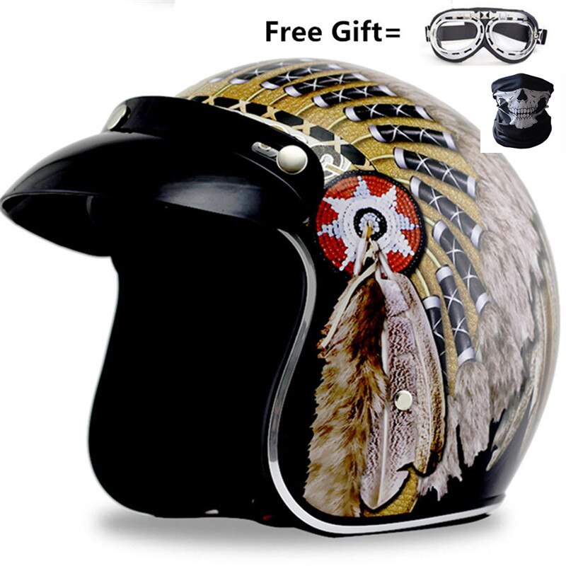 neue moto helm indische druck casco capacete moto rcycle helm 3/4 open gesicht vintage moto kreuz helme S ~ XXL