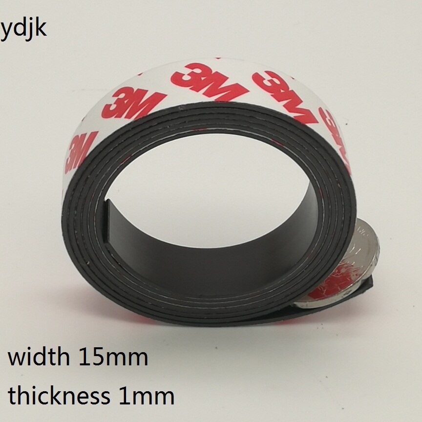 10 meters/partij Anisotrope Rubber Magneet 15*1mm zelfklevende Flexibele Magnetische Strip Tape breedte 15mm dikte 1mm 15x1mm