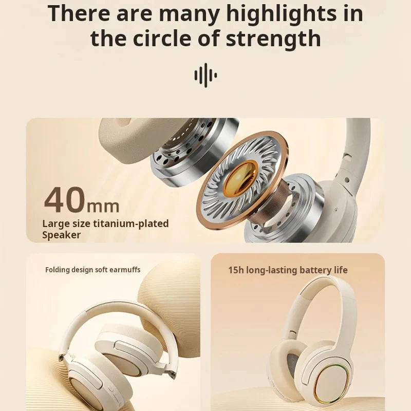 Xiaomi P2963 Cuffie senza fili Cuffie Bluetooth pieghevoli Auricolari da gioco HIFI stereo 9D Cuffie con riduzione del rumore con microfono Nuovo