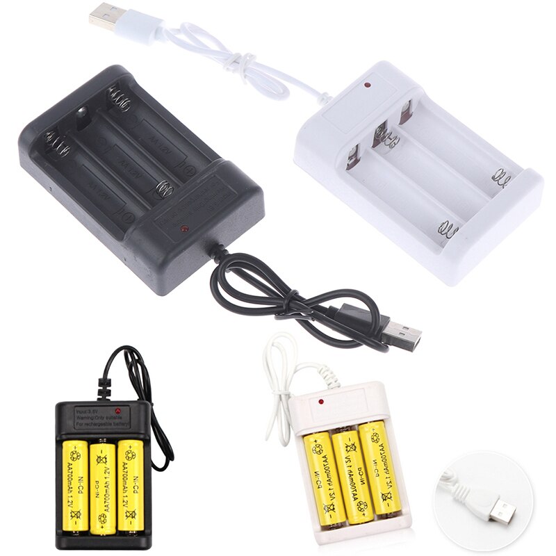 USB Plug Charger DC5V 1A 1.2V 3 Slot AA/AAA Rechargeable Battery Charger Adapter