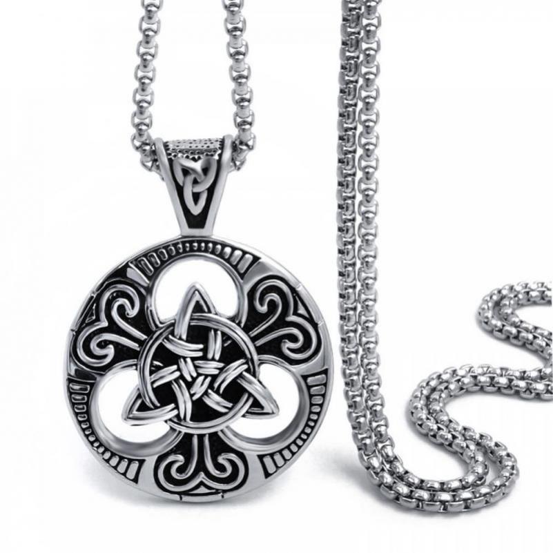 Men's necklace retro nordic viking celtic knot symbol pendant punk locomotive jewelry