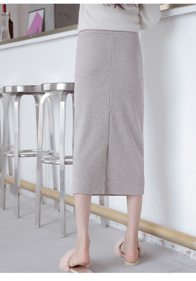 Maternity wear spring and autumn dress in the long of knitted slit skirt hip pregnant comfortable skirt