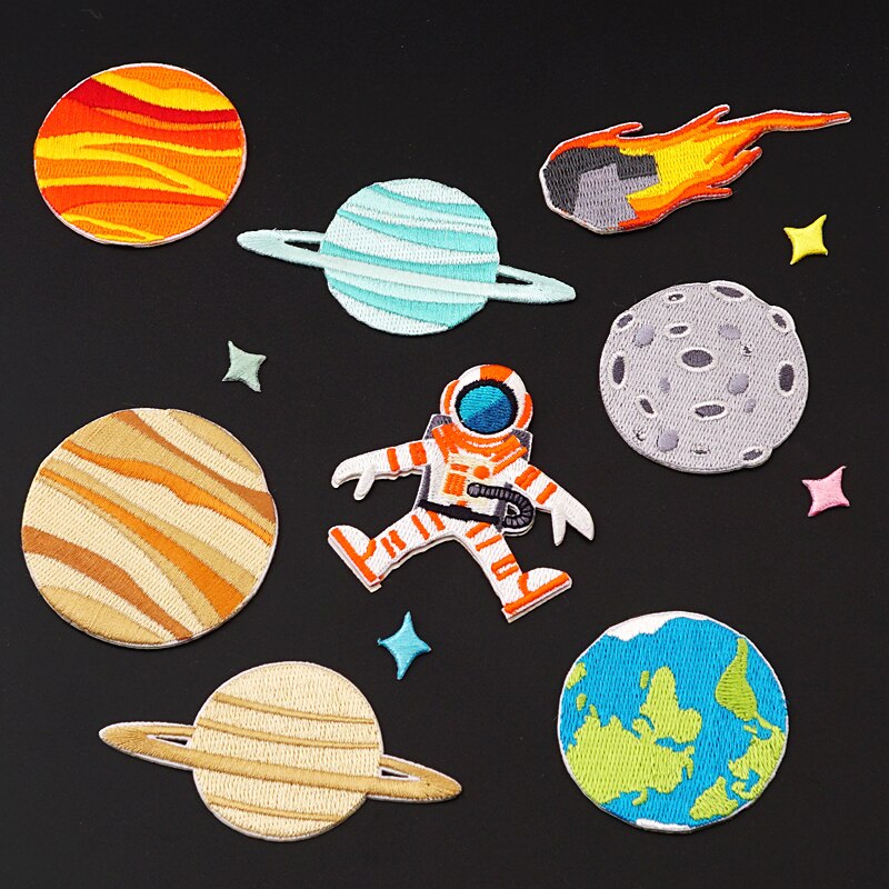 Stickerei buiter, Astronaut Kosmonaut planeten stickerei Patch zuschuss Patch See DIY Es durch Hand: 9Stck voll einstellen
