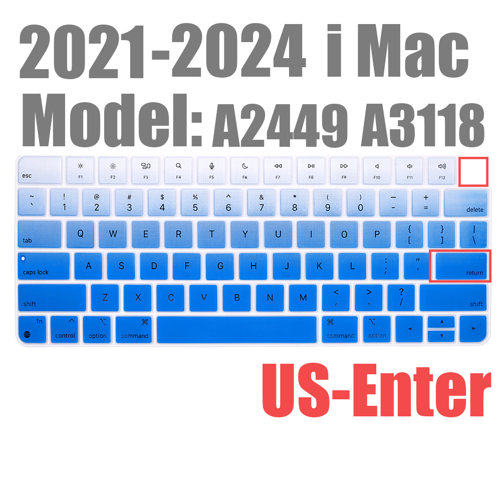 For Apple iMAC Keyboard Cover release) A2450 A2449 Magic Keyboard Stickers Protector Silicone Bluetooth keyboard case US: US-Gradient blue