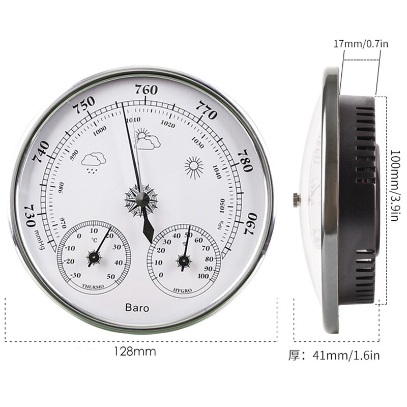 Vægmonteret husholdningstermometer hygrometer høj nøjagtighed trykmåler luftvejr instrument barometer
