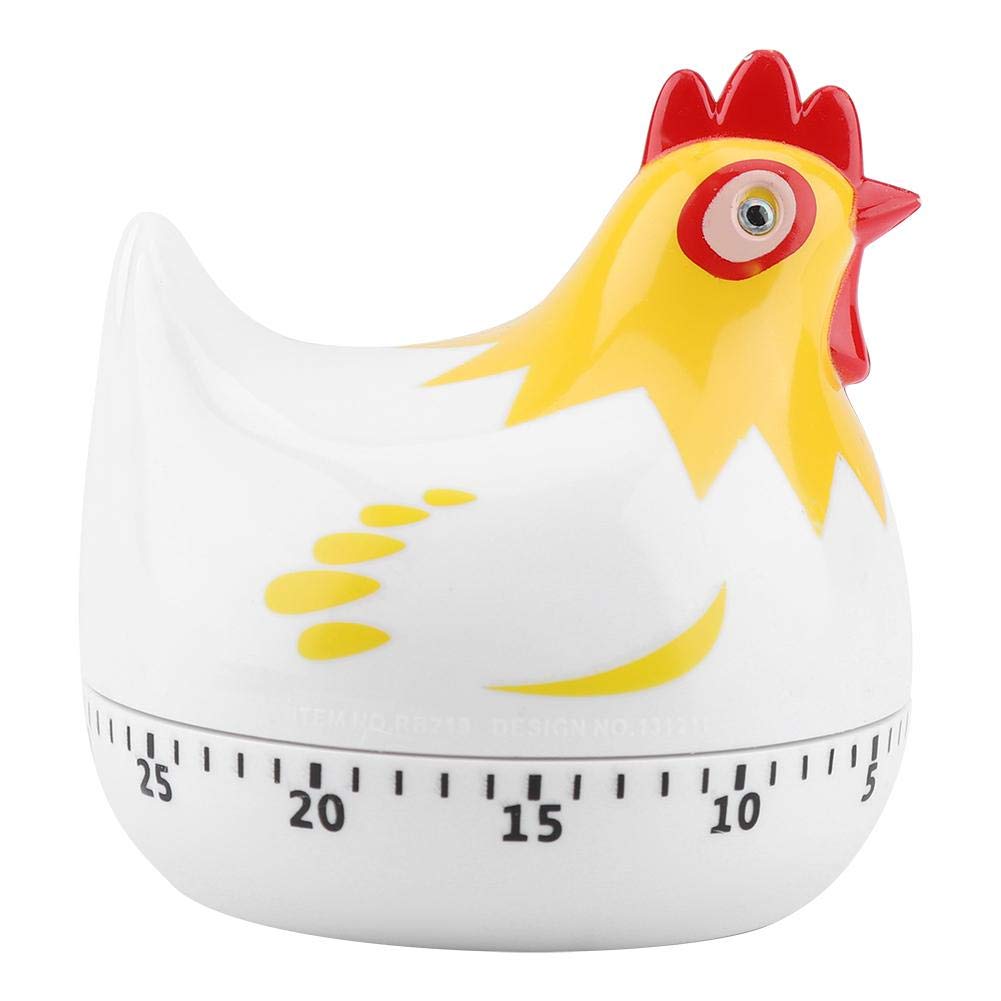 Minuterie de cuisine en forme de poulet, en plastique, rappel, compte à rebours, alarme: WHITE