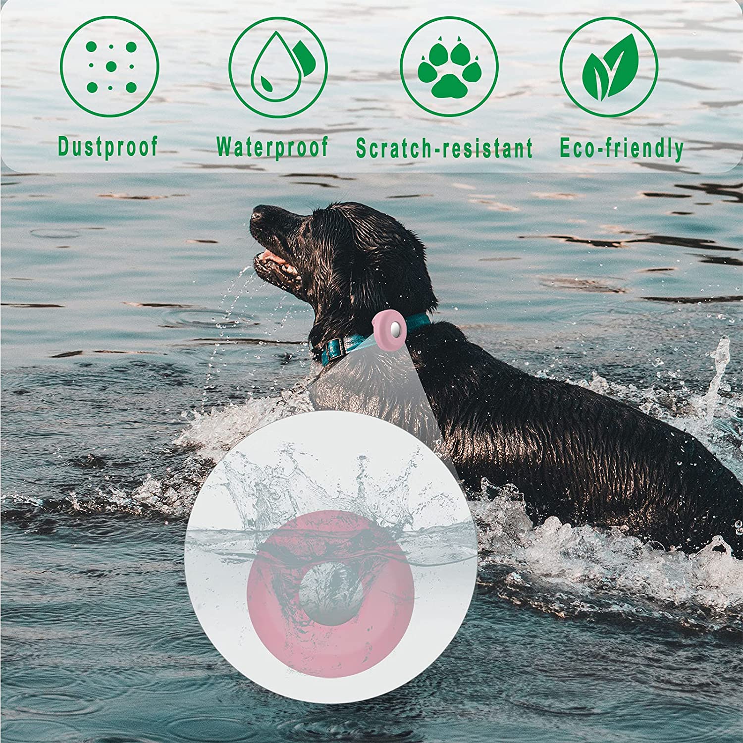 Airtag koiran kaulapantapidike silikoni appl air tag suojakotelo, joka sopii 0.8-1.2 tuuman kissan ja lemmikin kaulapanta renkaaseen