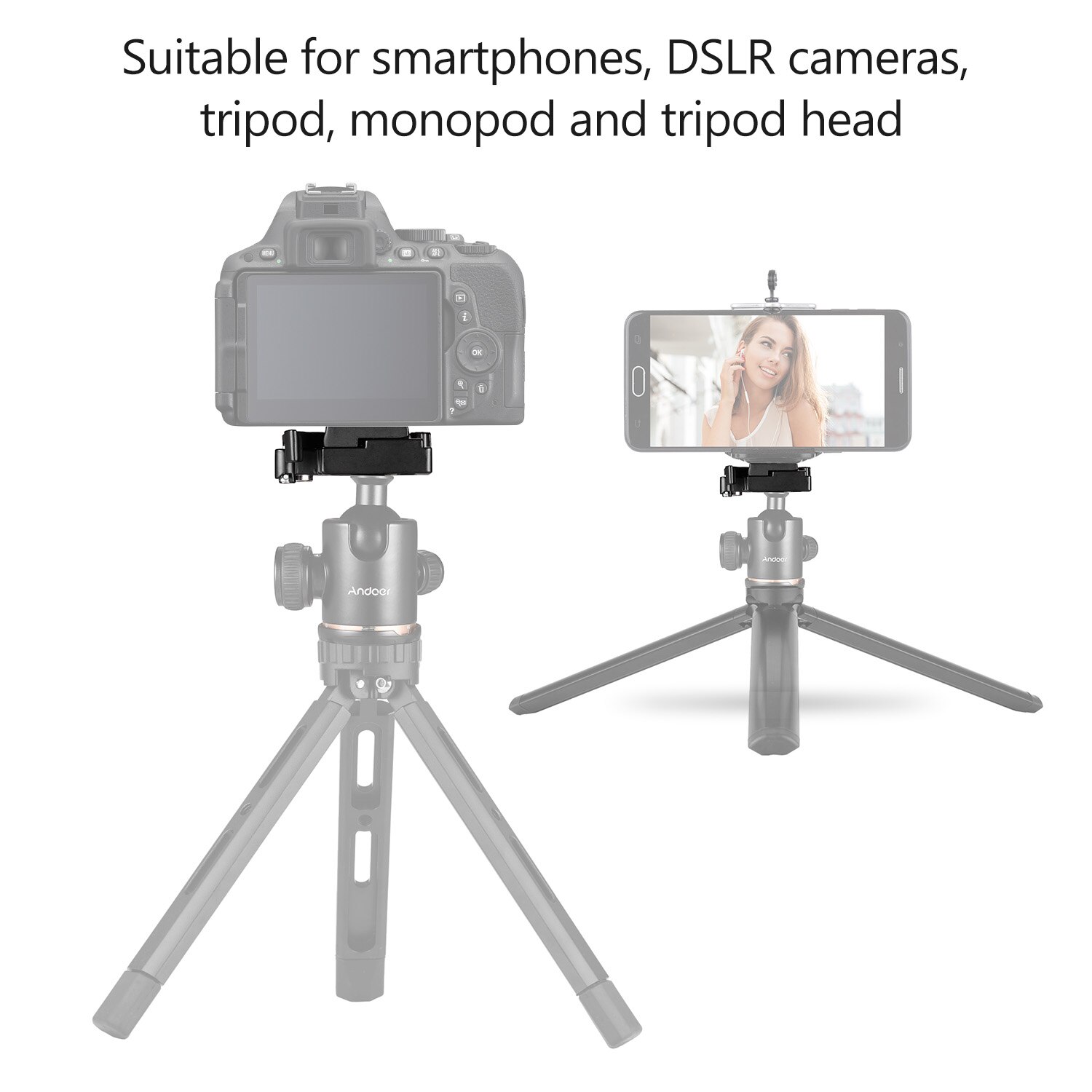 Andoer schnell Freisetzung Platte QR Platte Adapter Aluminium Legierung mit 1/4 Zoll Schraube für DSLR Kamera Smartphone Stativ Einbeinstativ