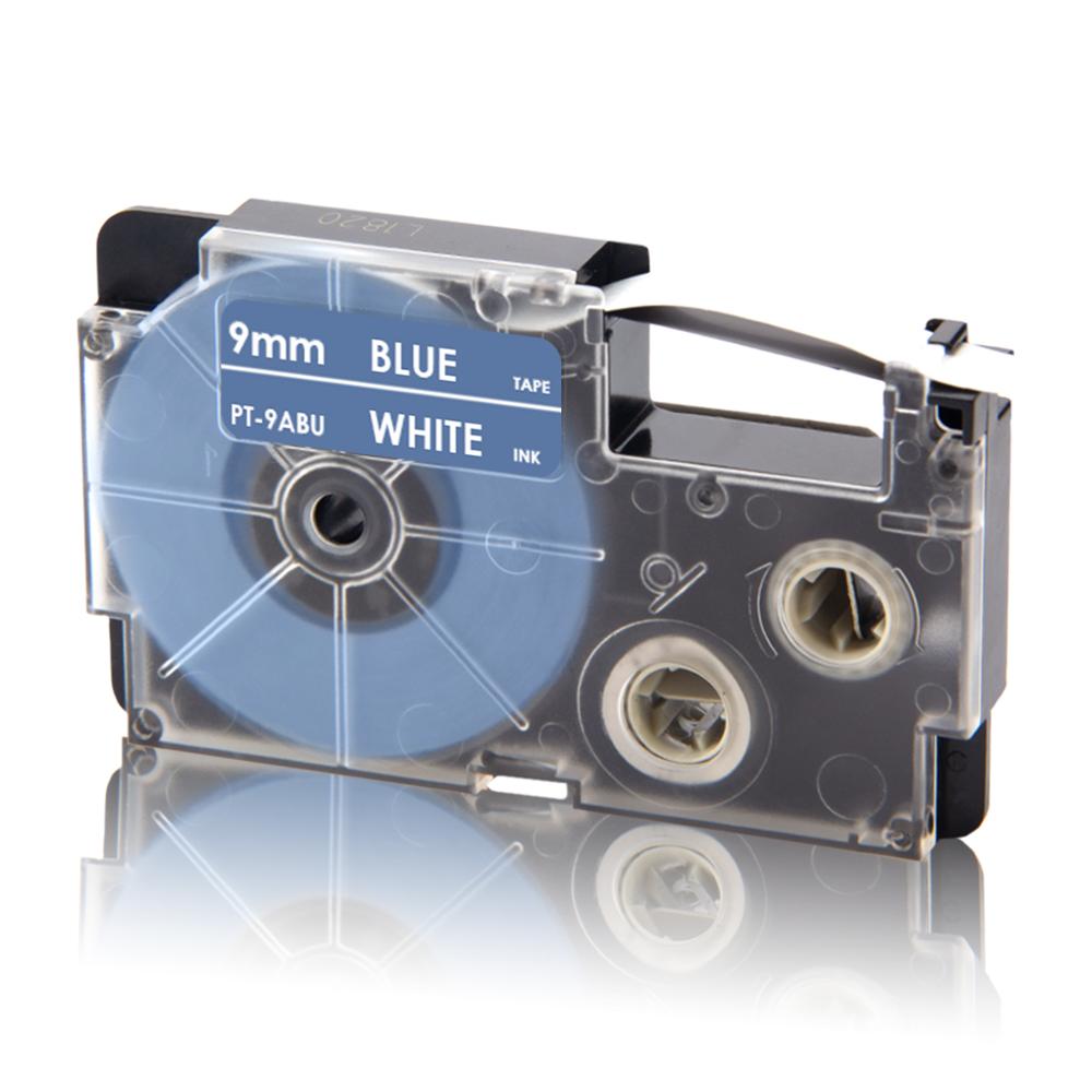 UniPlus XR-9WE Label Tapes Compatible Casio 9mm XR 9WE Black on White for KingJim Label Printer KL-M5 KL-M6 KL-M7 KL-M20 KL-M30: White on Blue