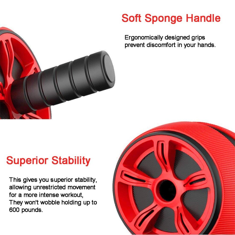 AB Roller No Noise Abdominal Muscle Trainer with Mat for Abdominal Core Workout Home Gym Body Building Fitness Equipment Wheel